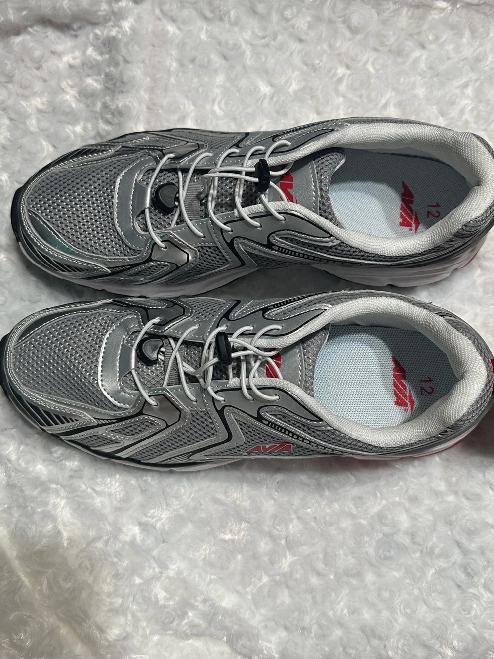 Avia Men’s Silver and Red Athletic Running Shoes